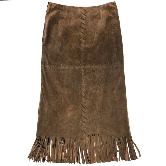 Urban Hillbilly Dresses & Skirts - Urban hillbilly genuine suede fringe skirt M